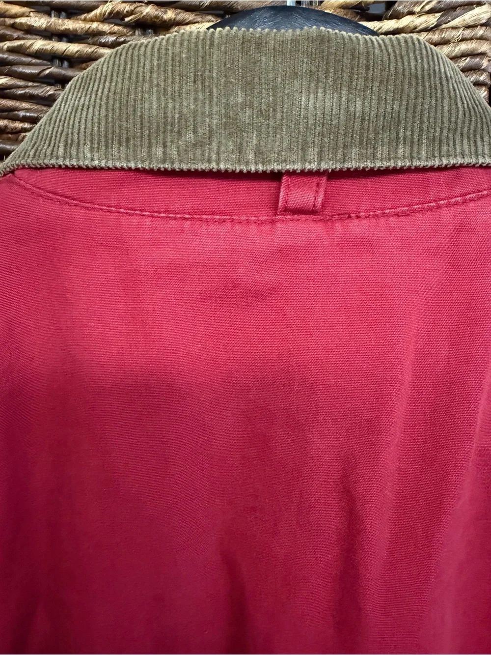 J. Crew Vintage Men’s Red Jacket with Tan Corduroy Collar- Chore Jacket, XSmall